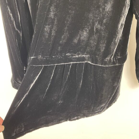 J Jill Velvet Button Down Shirt Womans Small Black Boho Witchy Goth Stevie Nicks - Picture 4 of 7